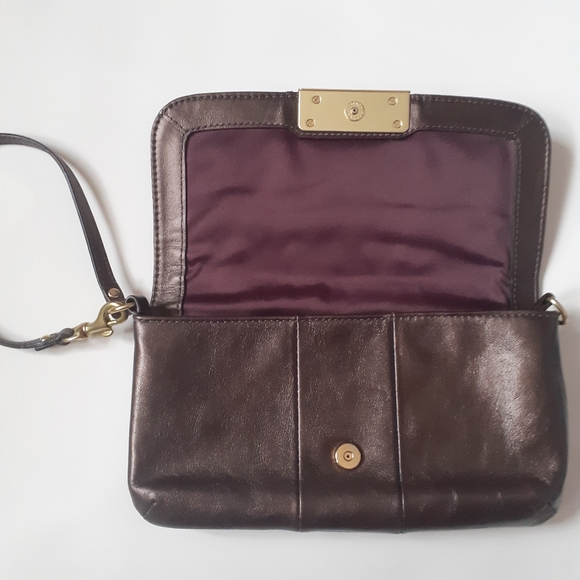 Coach Dark Champagne Metallic Exterior with Purple Interior Boutique Wristlet - Picture 3 of 4